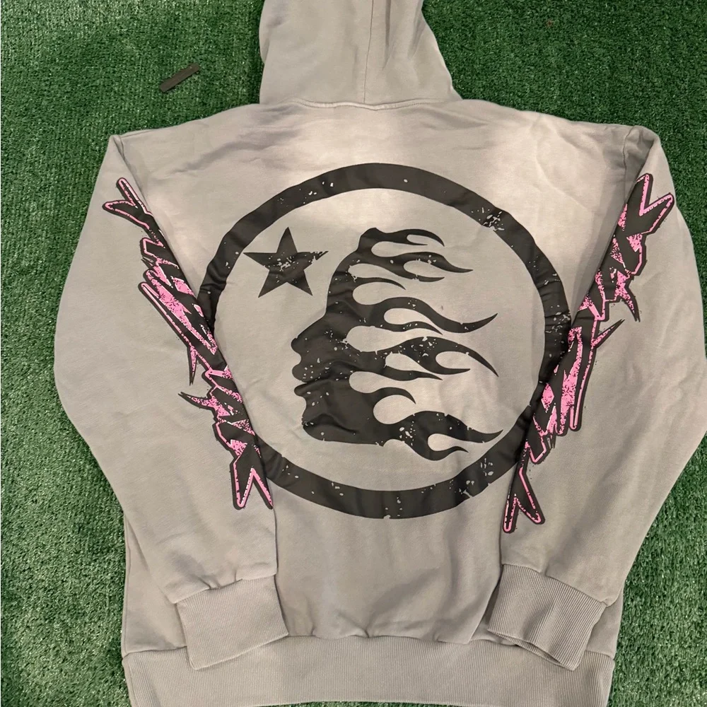 Hellstar Grey & Pink Graphic Hoodie - Picture 2 of 3